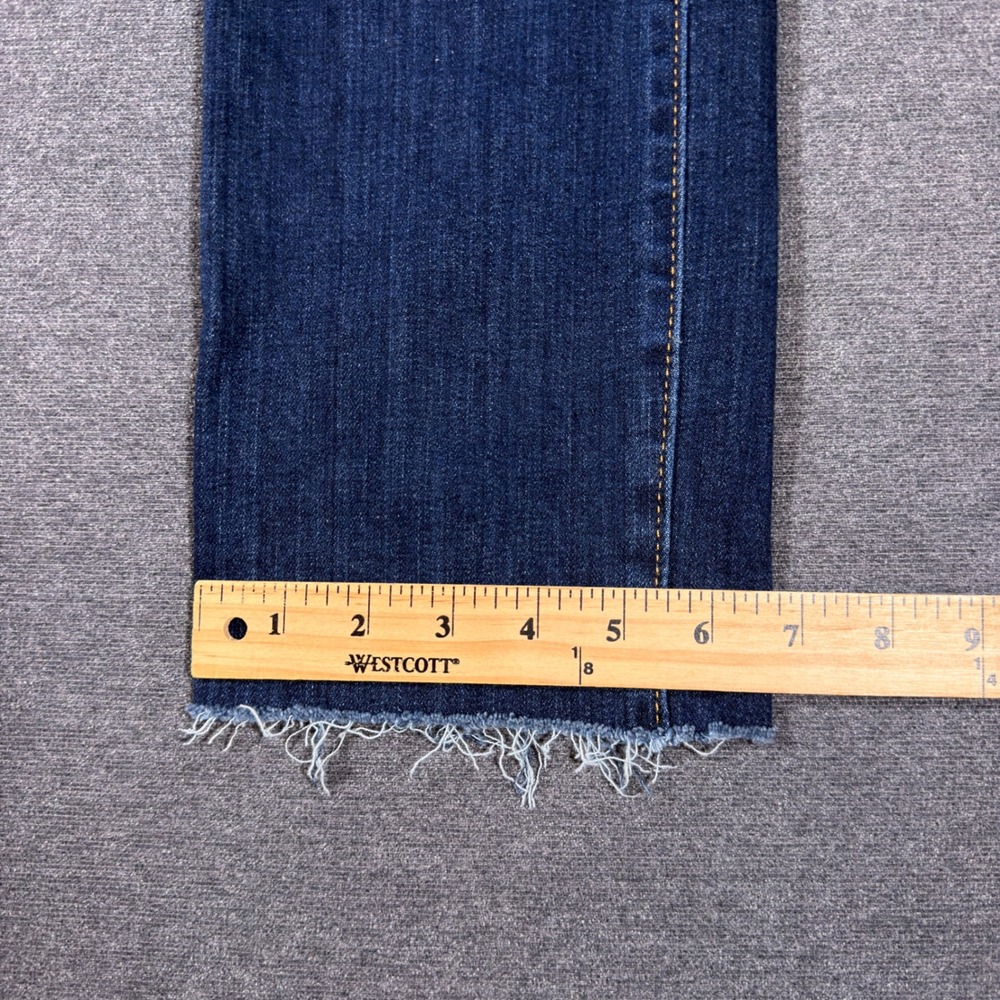 Levi's 724 High Rise Straight Jeans Women 26 Blue Raw Hem Dark Wash Stretch - Picture 9 of 10